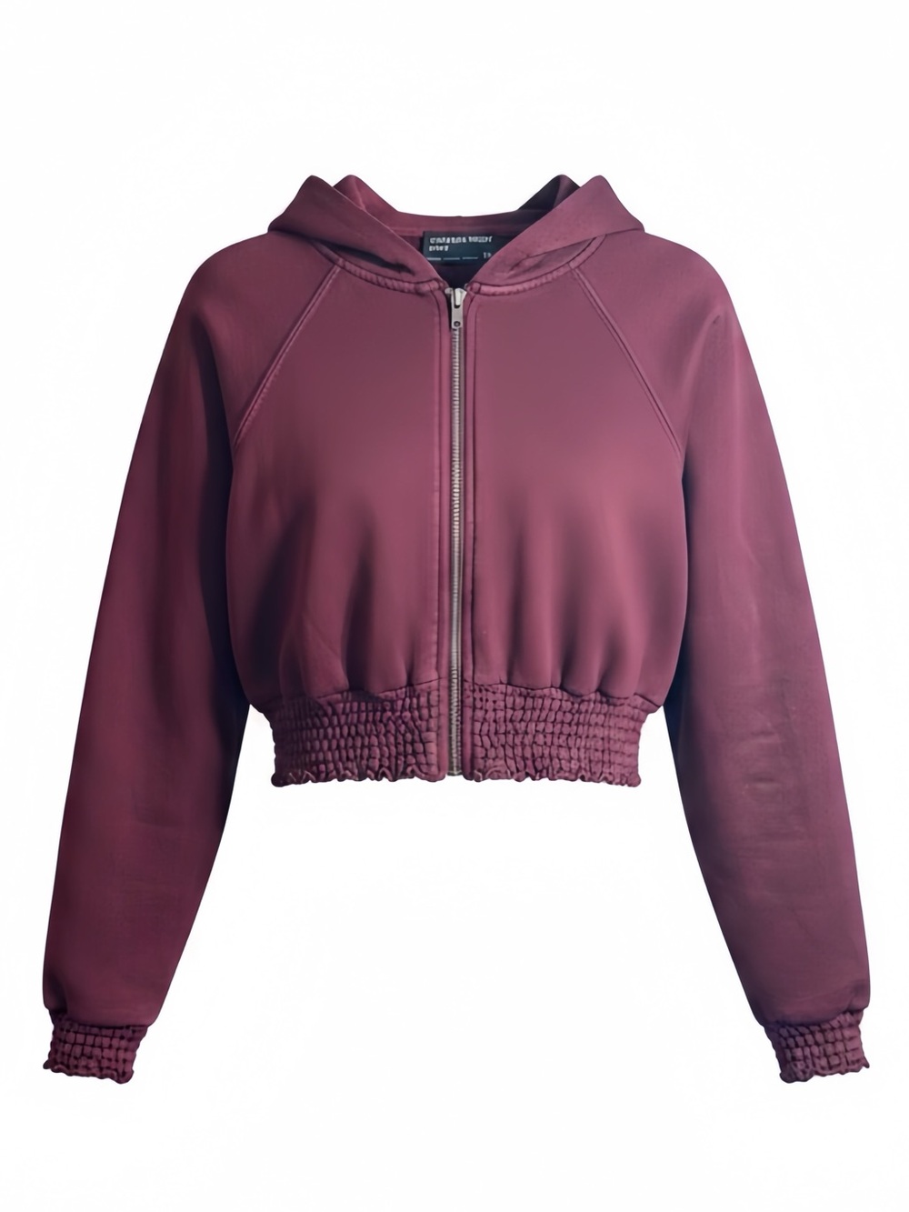 Oversized Cropped Zip-up Casual Hoodie in Plum